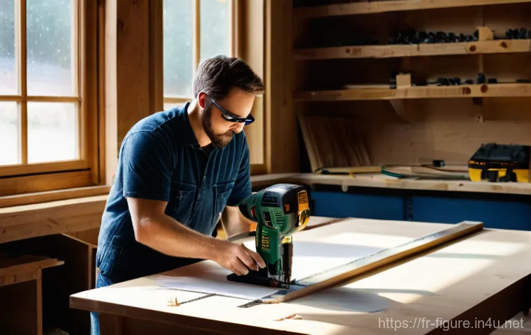 피규어 수납용 진열대 제작법 - **Prompt 1: The Artisan at Work**
"A candid, well-lit photograph of a focused person, in their l...