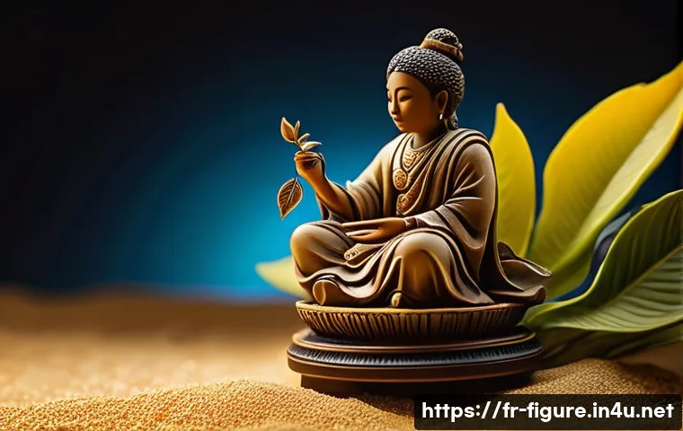 피규어 연출 사진 대회 정보 - A close-up macro photograph of a highly detailed collectible figurine posed on a miniature diorama f...